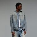 Vintage American stand collar men’s jean jacket spring autumn denim coat