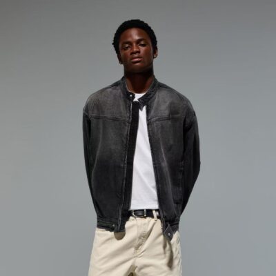 Vintage American stand collar men’s jean jacket spring autumn denim coat