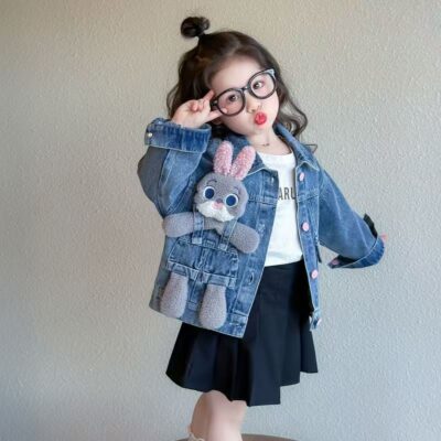 Spring autumn stylish girls kids jean jacket denim coat