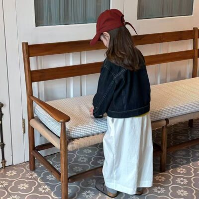 Autumn casual stand collar girls kids jean jacket denim coat