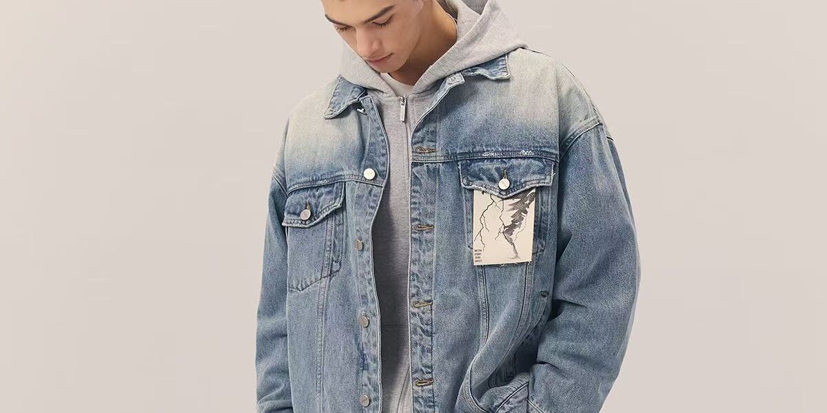 Gradient spring autumn new men's jean jacket fashion denim outerwear