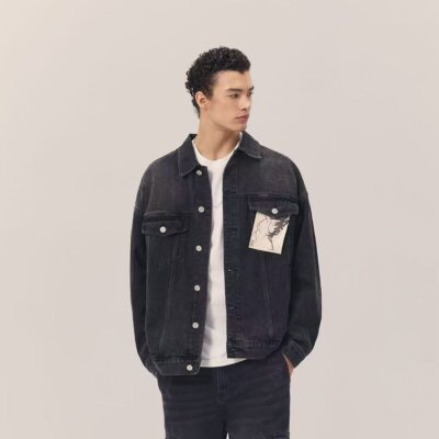 Gradient spring autumn new men's jean jacket fashion denim outerwear