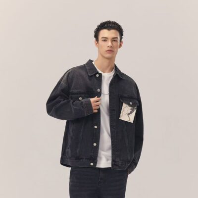 Gradient spring autumn new men's jean jacket fashion denim outerwear