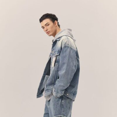 Gradient spring autumn new men's jean jacket fashion denim outerwear