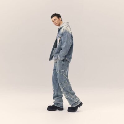 Gradient spring autumn new men's jean jacket fashion denim outerwear