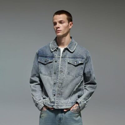 Vintage casual short spring autumn men’s jean jacket denim coat