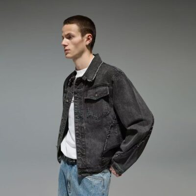 Vintage casual short spring autumn men’s jean jacket denim coat