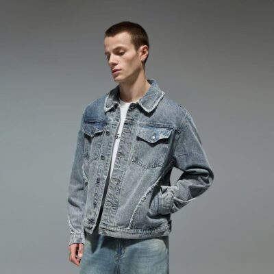 Vintage casual short spring autumn men’s jean jacket denim coat