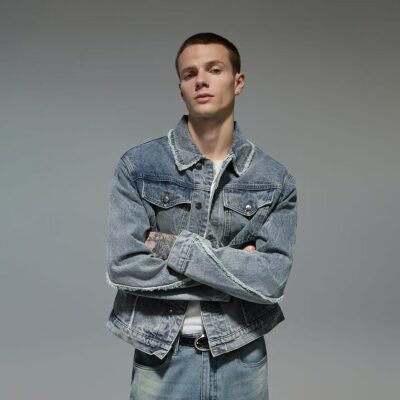 Vintage casual short spring autumn men’s jean jacket denim coat