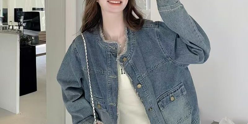 Spring new fashion vintage blue loose women’s jean jacket denim coat