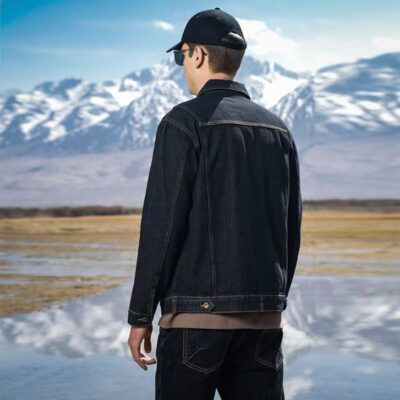 Vintage fashion turn-down collar casual men’s jean jacket denim coat