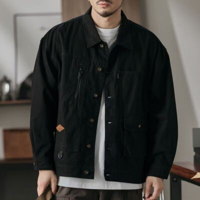 American retro loose casual men’s jean jacket for spring autumn