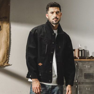American retro loose casual men’s jean jacket for spring autumn