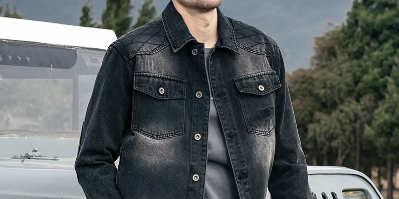 Autumn American vintage casual collar men’s jean jacket