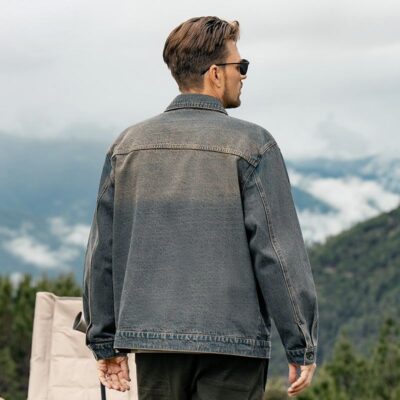 Autumn American vintage collar men’s jean jacket