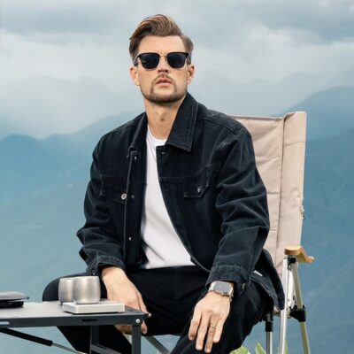 Autumn American vintage collar men’s jean jacket