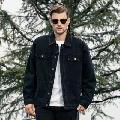 Autumn American vintage collar men’s jean jacket