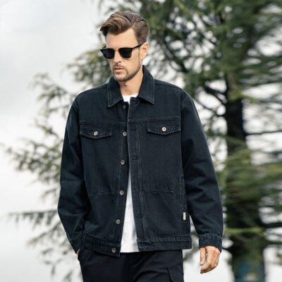 Autumn American vintage collar men’s jean jacket