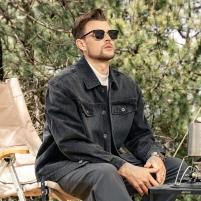 Autumn American vintage collar men’s jean jacket