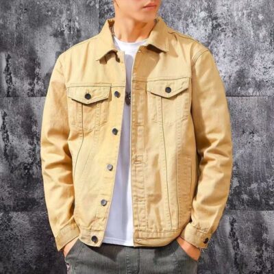 Spring autumn American vintage loose men’s jean jacket
