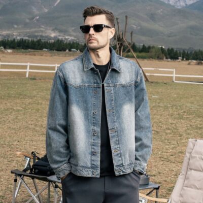 Vintage American autumn loose men’s jean jacket