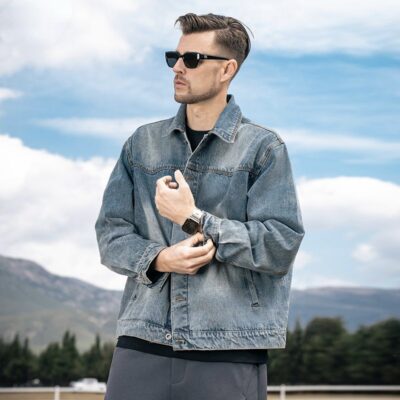 Vintage American autumn loose men’s jean jacket