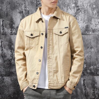 Spring autumn American vintage loose men’s jean jacket