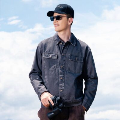 Cotton American vintage loose men’s jean jacket for autumn