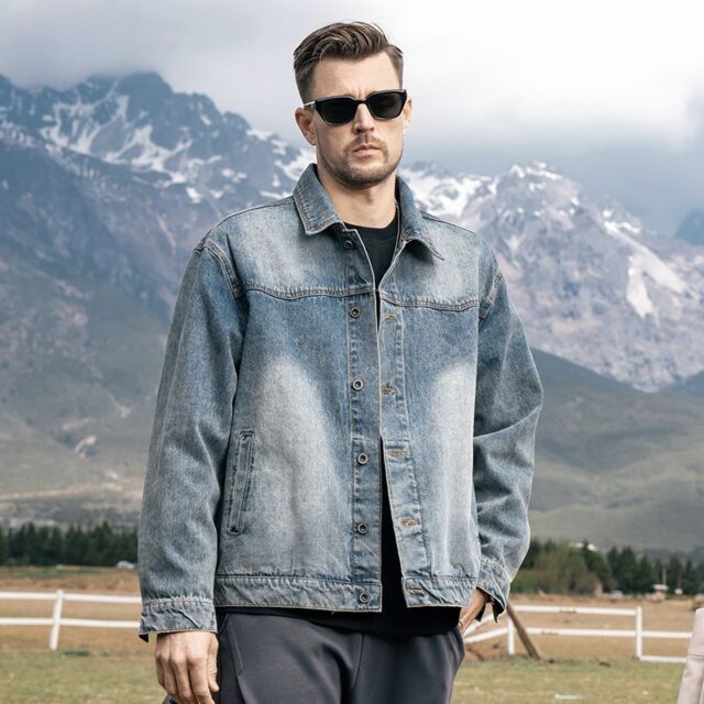 Vintage American autumn loose men’s jean jacket