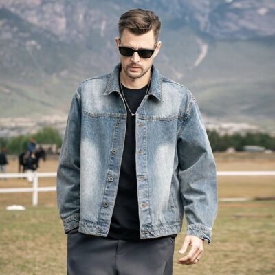 Vintage American autumn loose men’s jean jacket