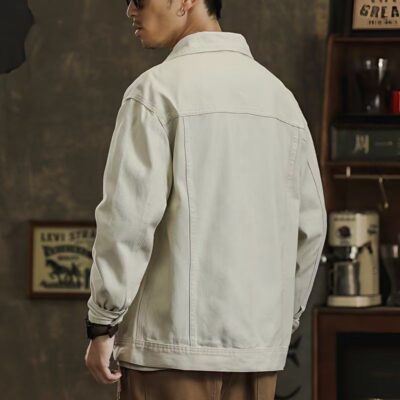 American vintage casual fashion men’s jean jacket spring autumn