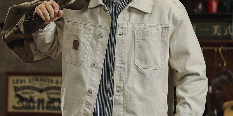 American vintage casual fashion men’s jean jacket spring autumn