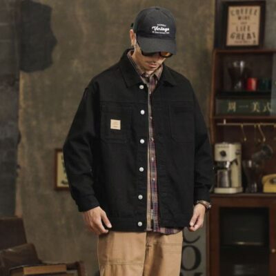 American vintage casual fashion men’s jean jacket spring autumn