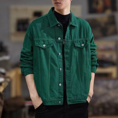 American vintage fashion casual men’s jean jacket autumn winter