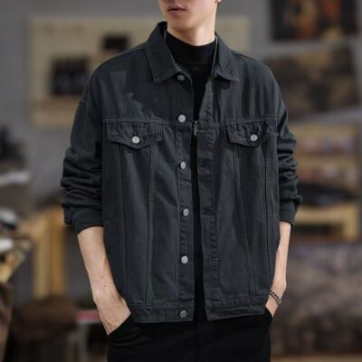 American vintage fashion casual men’s jean jacket autumn winter
