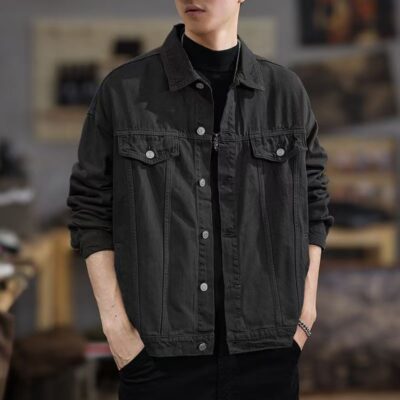 American vintage fashion casual men’s jean jacket autumn winter