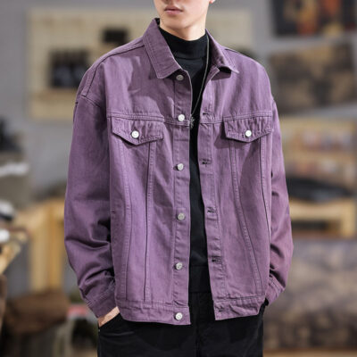 American vintage fashion casual men’s jean jacket autumn winter