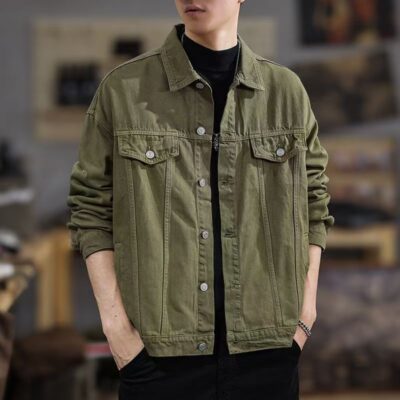 American vintage fashion casual men’s jean jacket autumn winter