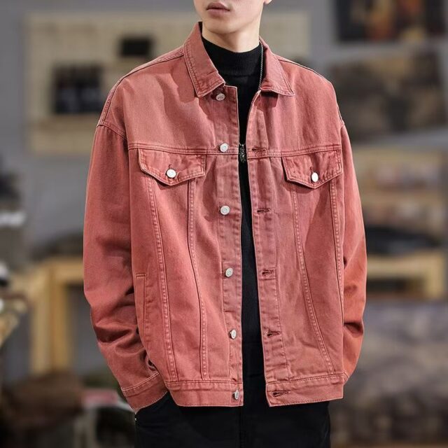 American vintage fashion casual men’s jean jacket autumn winter