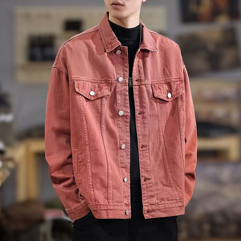 American vintage fashion casual men’s jean jacket autumn winter
