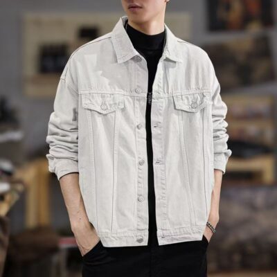 American vintage fashion casual men’s jean jacket autumn winter