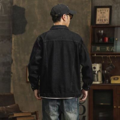 Spring autumn versatile casual black men’s jean jacket