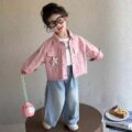 Spring autumn casual fashion kids jean jacket for girls