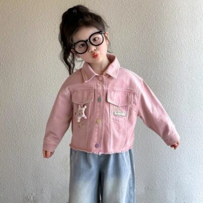Spring autumn casual fashion kids jean jacket for girls