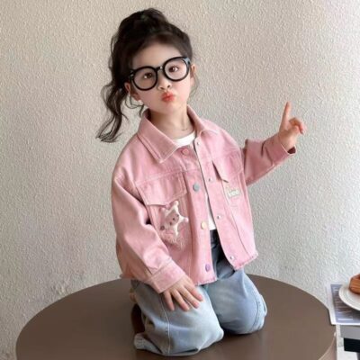 Spring autumn casual fashion kids jean jacket for girls