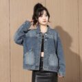 Autumn cropped slimming collar women’s jean jacket