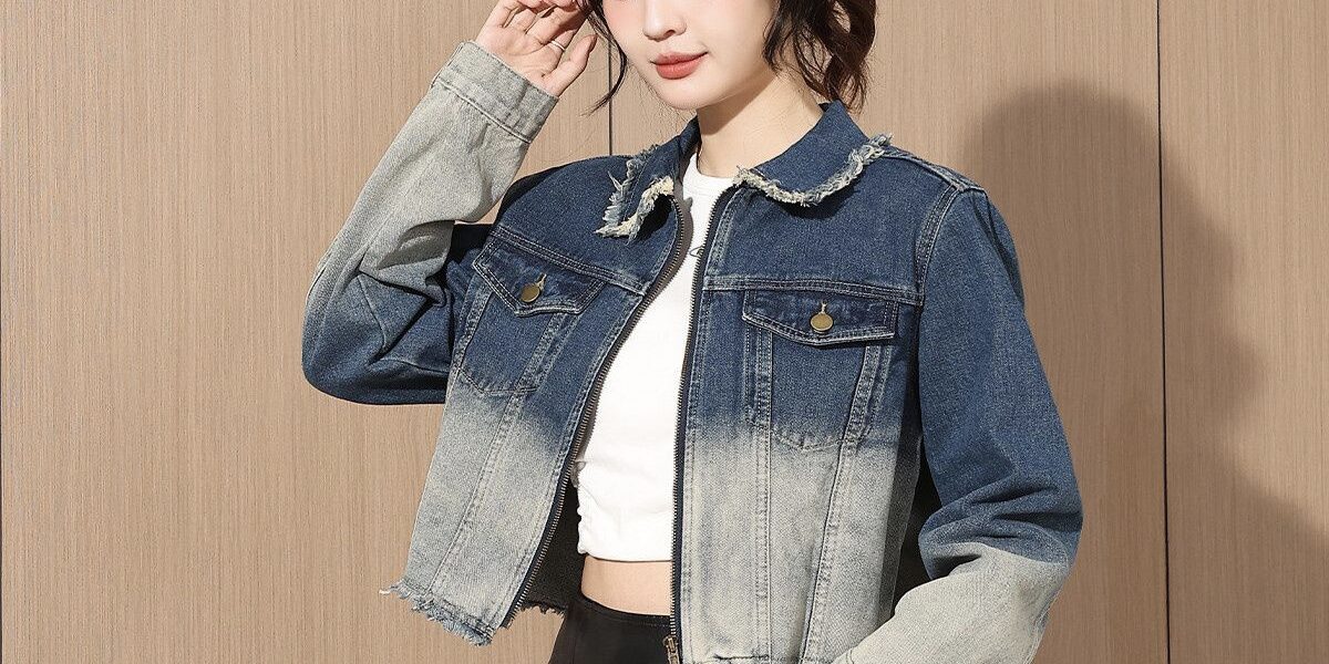 Autumn gradient cropped versatile women’s jean jacket