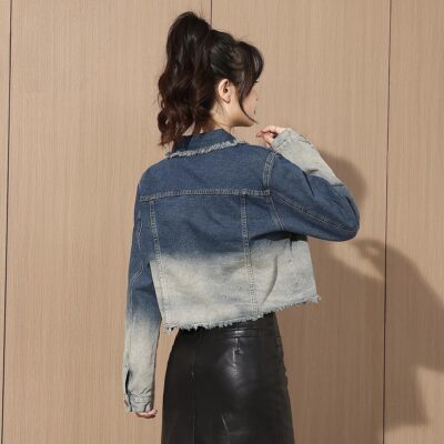 Autumn gradient cropped versatile women’s jean jacket