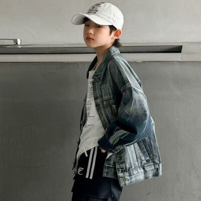Gradient fashion kids jean jacket for boys spring autumn