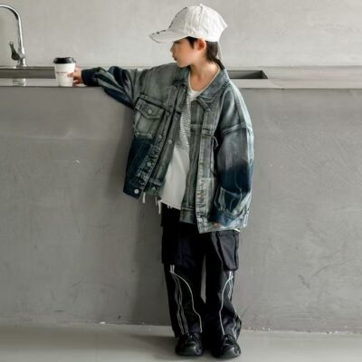 Gradient fashion kids jean jacket for boys spring autumn